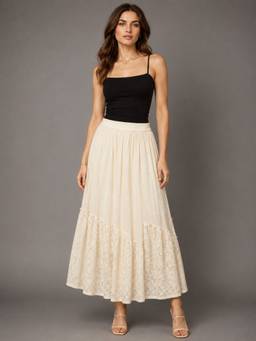 sencei - Cream Net Skirt