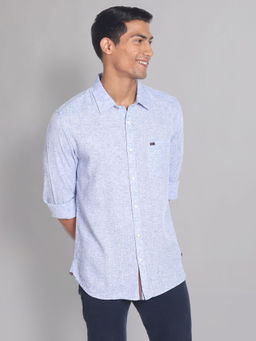 AD By Arvind - Triblend Heathered Casual Shirt Blue