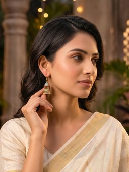 Bdiva - Gold Plated Jarokha Jhumki Earrings