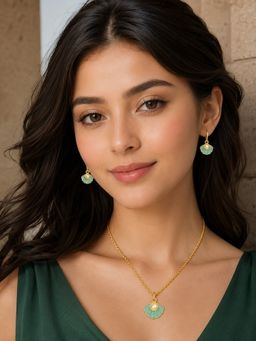 Bdiva - Gold-Plated Aqua Pearl Pendant Set