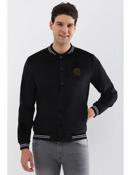 Allen Solly - Men Black Stylized Neck Full Sleeves Casual Jacket