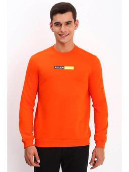 Allen Solly - Men Orange Crew Neck Full Sleeves Casual Sweatshirt