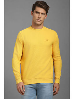 Louis Philippe - Men Casual Yellow Textured Sweatshirt