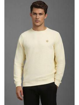 Louis Philippe - Men Casual Cream Textured Sweatshirt