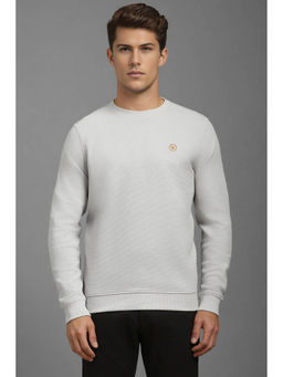 Louis Philippe - Men Casual Grey Textured Sweatshirt