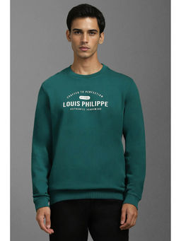 Louis Philippe - Men Casual Green Typography Sweatshirt