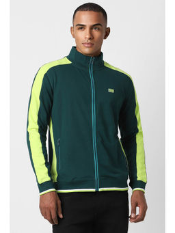 Peter England - Men Green Patterned Stylized High Neck Jacket