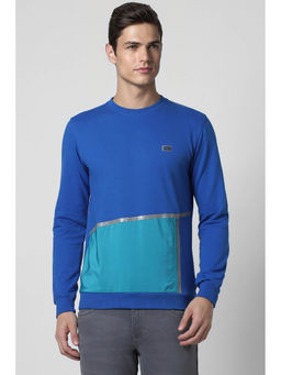 Peter England - Men Blue Patterned Crew Neck Sweatshirt