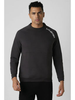 Van Heusen - Men Grey Solid Crew Neck Sweatshirt