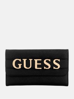 Guess - Women Black PVC Textured Wallet