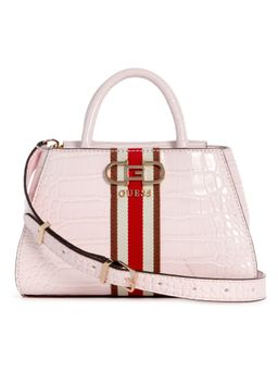 Guess - Women Pink Pu Textured Satchel Bag with Detachable Strap