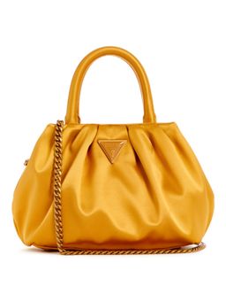 Guess - Women Gold Polyester Solid Satchel Bag with Detachable Strap