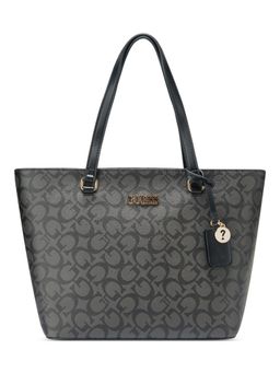 Guess - Women Charcoal PVC Typography Tote Bag