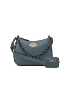 Guess - Women Teal PU Textured Crossbody Bag and Pouch