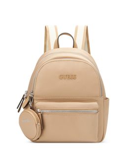 Guess - Women Beige Nylon Solid Backpack and Pouch