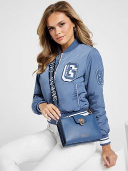 Guess - Women Blue PU Textured Crossbody Bag and Detachable Strap