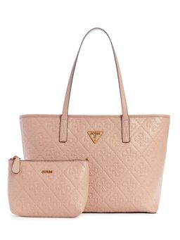 Guess - Women Pink Pu Geometric Handbag and Pouch