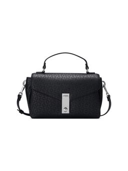 Guess - Women Black PU Typography Sling Bag with Detachable Strap