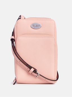 Guess - Women Pink Pvc Textured Crossbody Bag