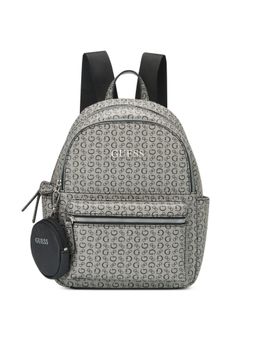 Guess - Women Grey Pvc Typography Backpack and Pouch