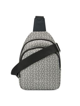 Guess - Women Grey Pvc Typography Mini Crossbody Bag