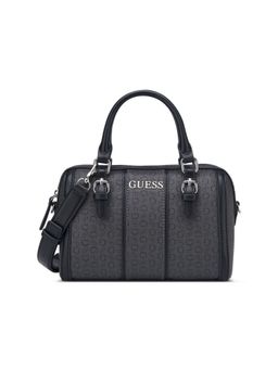 Guess - Women Charcoal Pvc Typography Duffle Bag and Detachable Strap