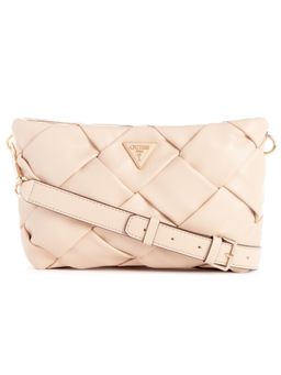 Guess - Women Peach PU Woven Sling Bag with Detachable Strap