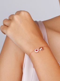 GIVA - Sterling Silver Rose Gold Duo Heart Bracelet for Womens and Girls