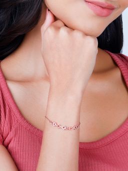 GIVA - Sterling Silver Rose Gold Zircon-Studded Shamrock Bracelet for Womens and Girls