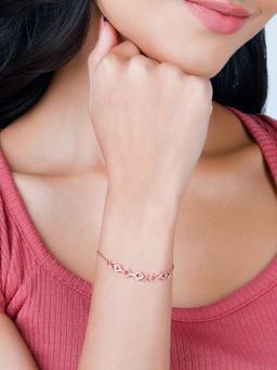 GIVA - Sterling Silver Rose Gold Interlocked Bracelet for Womens and Girls