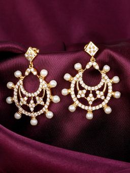 GIVA - Sterling Silver Golden Pearls of Wisdom Chandbali Earrings for Womens and Girls