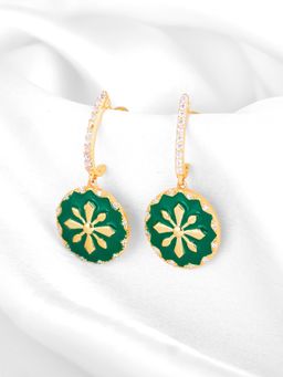 GIVA - Sterling Silver Golden And Green Enamel Flower Earrings for Womens and Girls