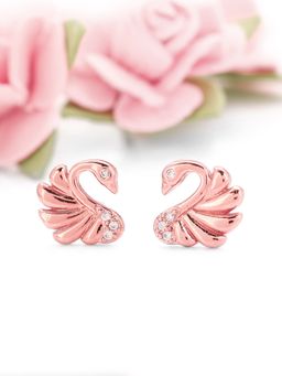 GIVA - Sterling Silver Rose Gold Graceful Swan Earrings Womens and Girls