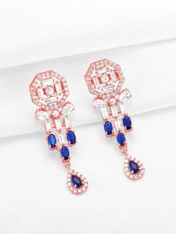 GIVA - Sterling Silver Rose Gold Bluestone Alley Earrings for Womens and Girls