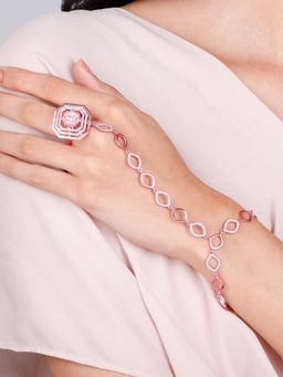 GIVA - Sterling Silver Rose Gold Sunflower Octagon Haathphool for Womens and Girls