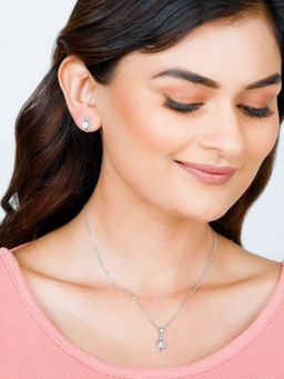 GIVA - Sterling Silver Anushka Sharma Silver Falling Dew Set Womens and Girls