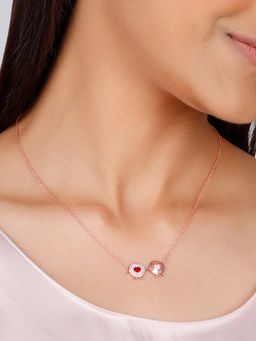GIVA - Sterling Silver Rose Gold Duo Hearto Pendant for Womens and Girls