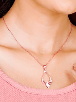 GIVA - Sterling Silver Rose Gold Princess Pendant With Link Chain Womens and Girls