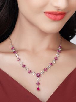 GIVA - Sterling Silver Pink Periwinkle Necklace for Womens and Girls