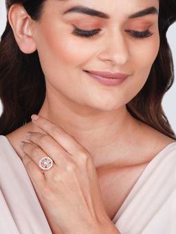 GIVA - Sterling Silver Rose Gold Magnificent Cocktail Ring Womens and Girls