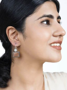 Teejh - Diti Brown Stone & Pearl Earrings