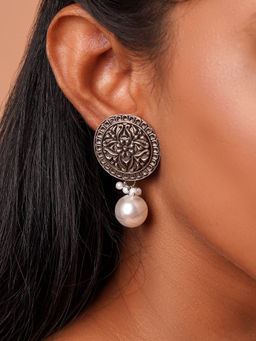 Teejh - Shreenika Silver Oxidised Earrings