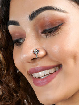 Teejh - Vrita Silver Oxidised Nosepin