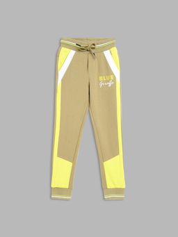 Blue Giraffe - Boys Green Colorblocked Straight Fit Mid-Rise Joggers