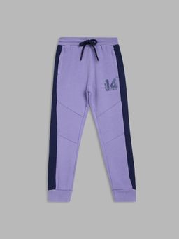 Blue Giraffe - Boys Purple Colorblocked Straight Fit Mid-Rise Joggers