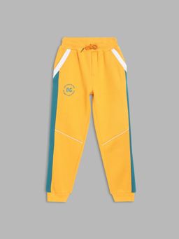 Blue Giraffe - Boys Yellow Colorblocked Straight Fit Mid-Rise Joggers