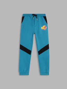 Blue Giraffe - Boys Blue Colorblocked Regular Fit Mid-Rise Joggers