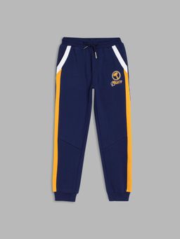 Blue Giraffe - Boys Navy Blue Colorblocked Regular Fit Mid-Rise Joggers