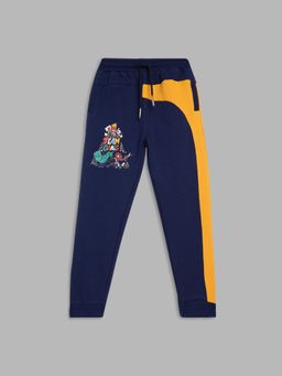 Blue Giraffe - Boys Navy Blue Colorblocked Regular Fit Mid-Rise Joggers