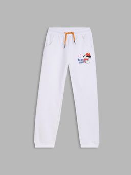 Blue Giraffe - Girls White Solid Regular Fit Mid-Rise Joggers